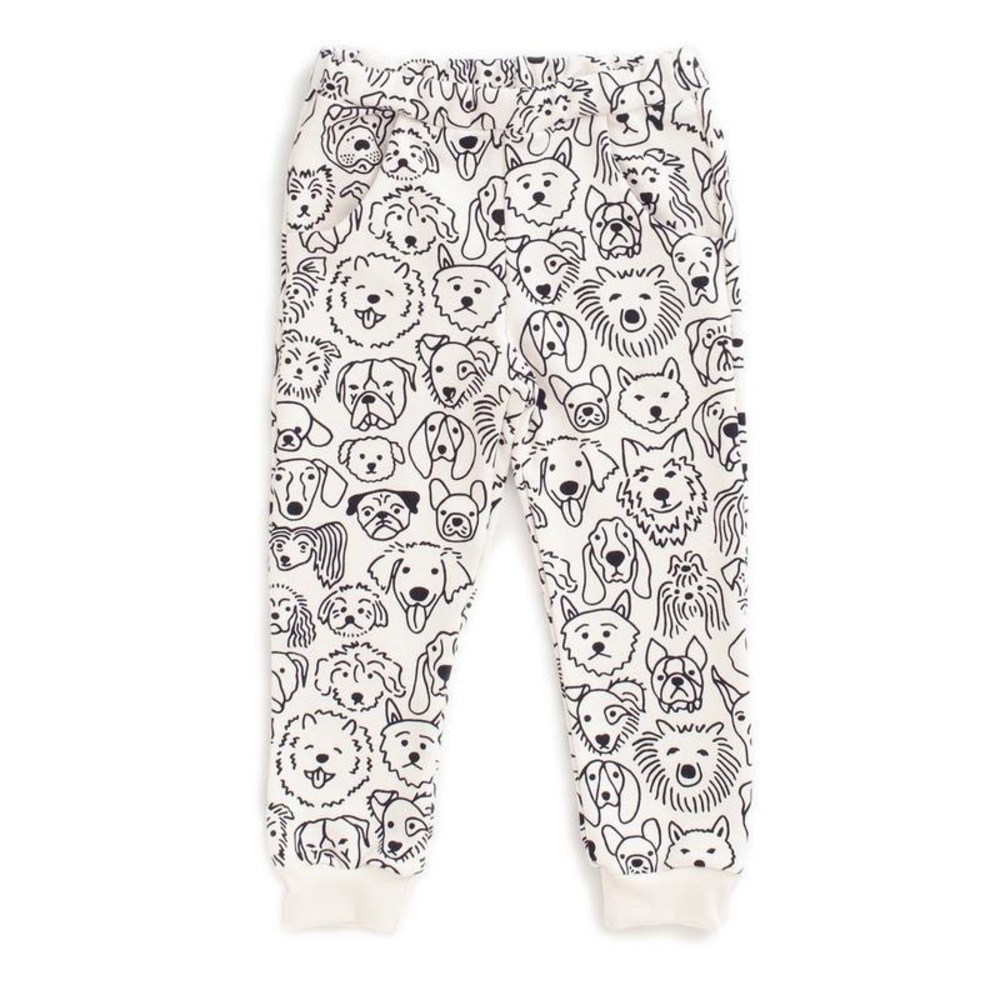 Cream and Black 100% organic French terry dog sweatpants 12 mo.